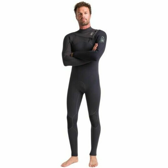 2024 C-Skins Mens Session 4/3mm Chest Zip Wetsuit C-SE43MCZ - Anthracite / Meteor X / Black